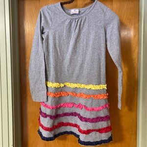 Hanna Andersson Girls Long Sleeve Dress with Ruffles 92% Cotton Size 140